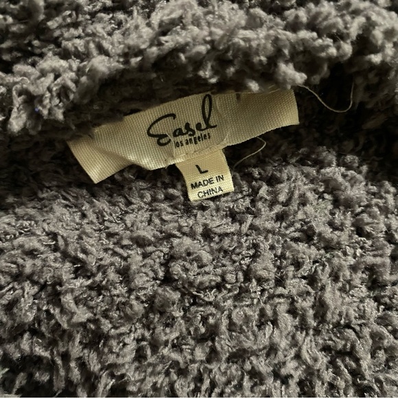 Easel Gray Eyelash Soft Zip Up Hoodie Oversized Jacket - Picture 4 of 5